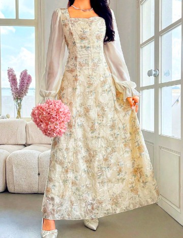 Rochie lunga SHEIN, crem