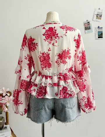 Bluza SHEIN CURVE, alb/roz