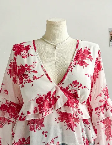 Bluza SHEIN CURVE, alb/roz