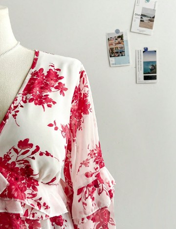 Bluza SHEIN CURVE, alb/roz