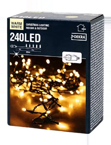 Ghirlanda luminoasa, 240 LED-uri, 20 de metri Dekra, alb cald
