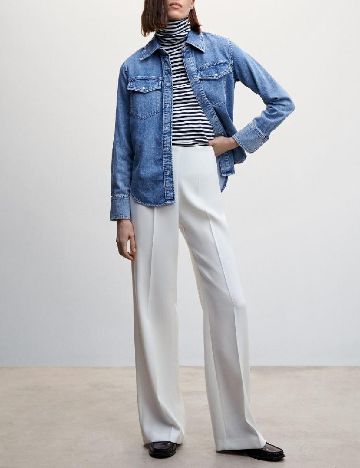 Pantaloni Mango, alb