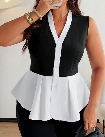Bluza SHEIN CURVE, alb/negru