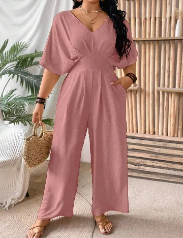 Salopeta SHEIN CURVE, roz pudra