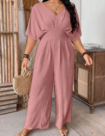 Salopeta SHEIN CURVE, roz pudra