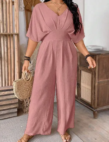 Salopeta SHEIN CURVE, roz pudra