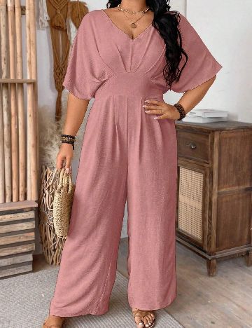 Salopeta SHEIN CURVE, roz pudra