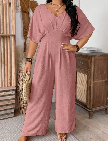 Salopeta SHEIN CURVE, roz pudra
