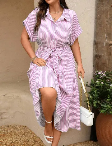 Rochie medie SHEIN CURVE, alb/roz
