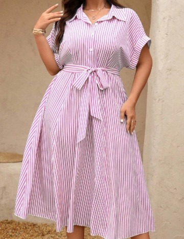 Rochie medie SHEIN CURVE, alb/roz