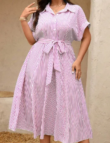 Rochie medie SHEIN CURVE, alb/roz