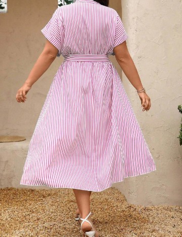 Rochie medie SHEIN CURVE, alb/roz