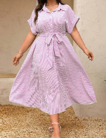 Rochie medie SHEIN CURVE, alb/roz