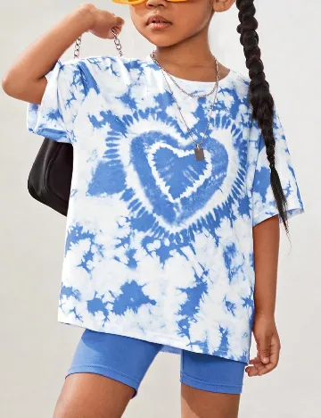 Tricou Shein Kids, alb/albastru