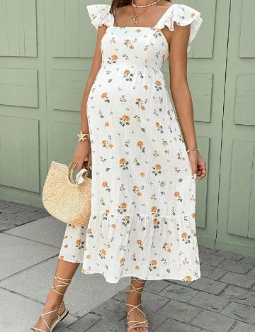 Rochie lunga SHEIN Maternity, alb