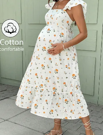 Rochie lunga SHEIN Maternity, alb