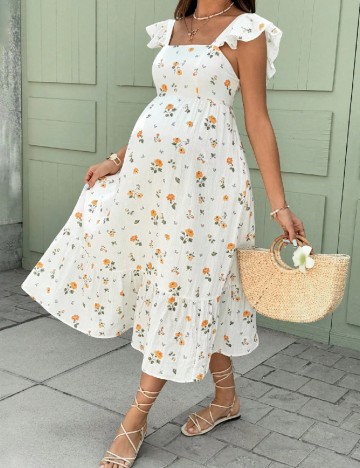 Rochie lunga SHEIN Maternity, alb