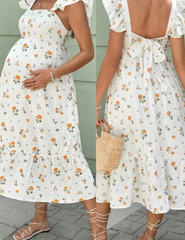 Rochie lunga SHEIN Maternity, alb