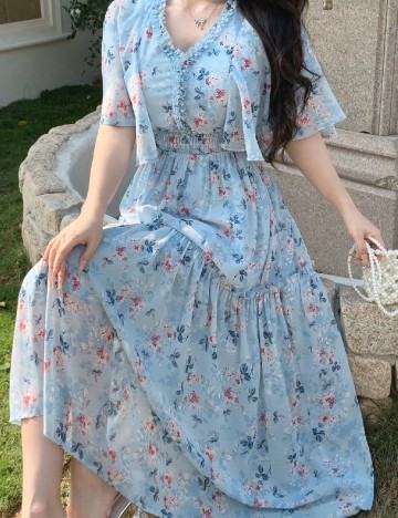 Rochie lunga Dazy, albastru