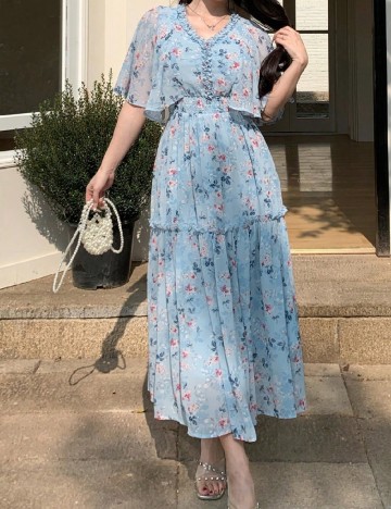 Rochie lunga Dazy, albastru