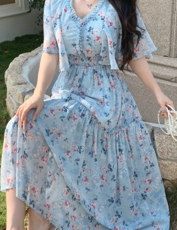 Rochie lunga Dazy, albastru
