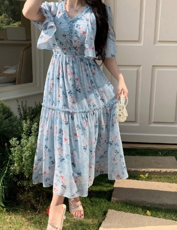 Rochie lunga Dazy, albastru