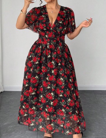 Rochie lunga SHEIN CURVE, floral print