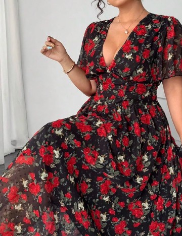 Rochie lunga SHEIN CURVE, floral print