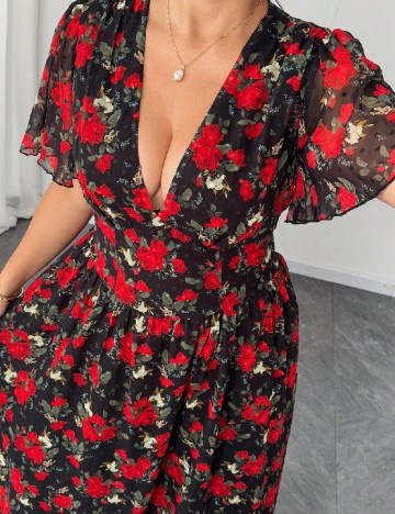 Rochie lunga SHEIN CURVE, floral print
