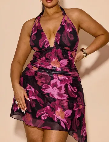 Rochie scurta SHEIN CURVE, negru/roz