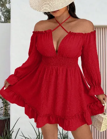 Rochie scurta SHEIN CURVE, rosu