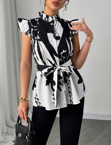 Bluza SHEIN, alb/negru