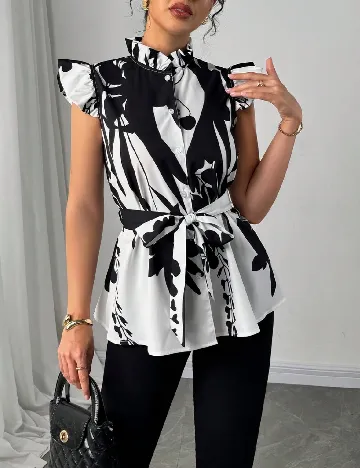 Bluza SHEIN, alb/negru