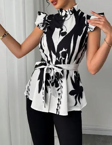 Bluza SHEIN, alb/negru