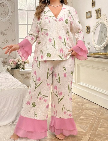Pijama SHEIN CURVE, ecru