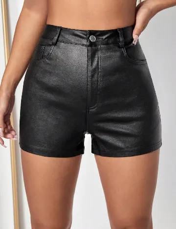 Pantaloni imitatie de piele SHEIN CURVE, negru