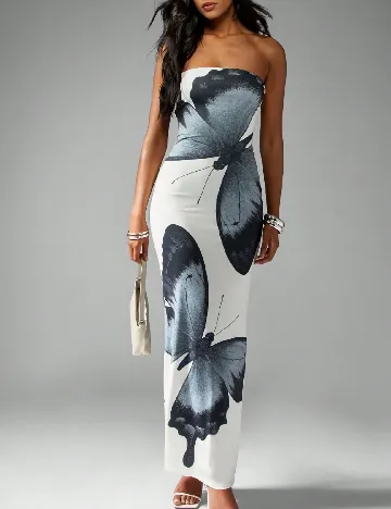Rochie lunga Missguided, alb/gri