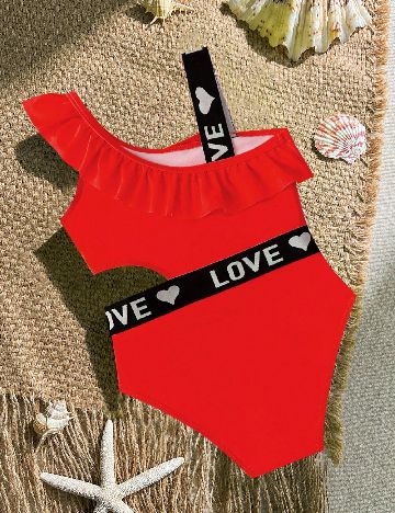 Costum de baie Shein Kids, rosu