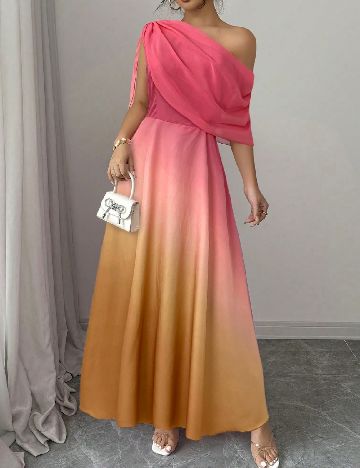 Rochie lunga SHEIN, roz/portocaliu