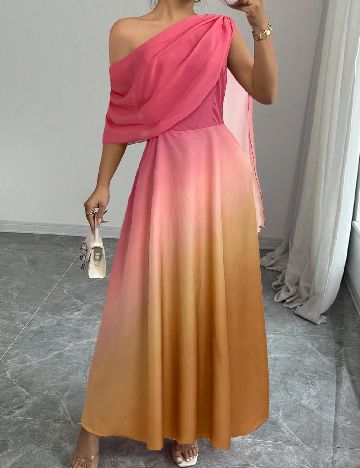 Rochie lunga SHEIN, roz/portocaliu