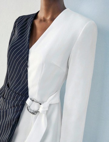 Rochie scurta SHEIN, alb/bleumarin
