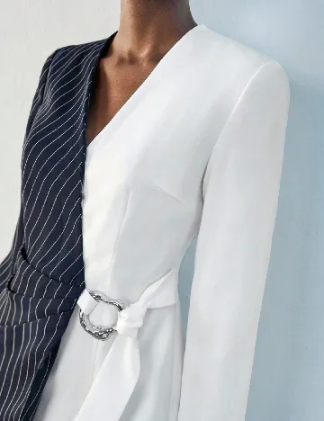 Rochie scurta SHEIN, alb/bleumarin