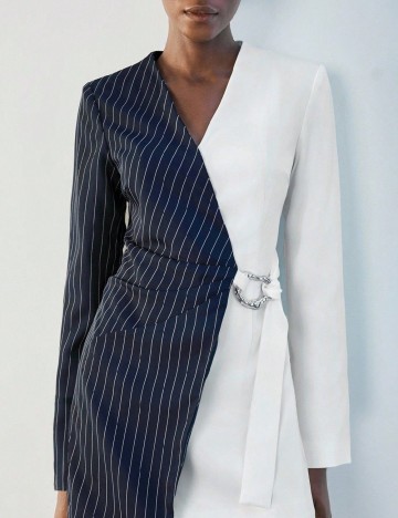 Rochie scurta SHEIN, alb/bleumarin