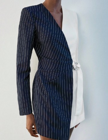 Rochie scurta SHEIN, alb/bleumarin