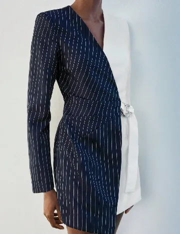 Rochie scurta SHEIN, alb/bleumarin