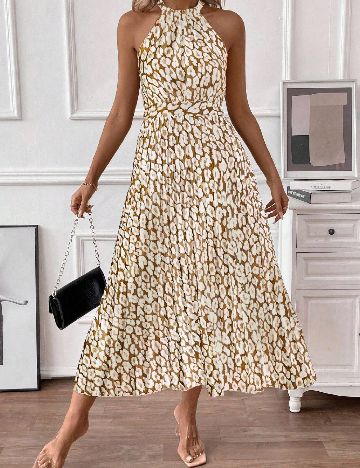 Rochie medie SHEIN, alb/maro
