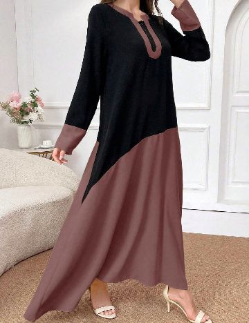 Rochie lunga SHEIN, negru/roz pudra