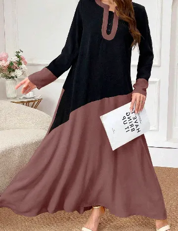Rochie lunga SHEIN, negru/roz pudra