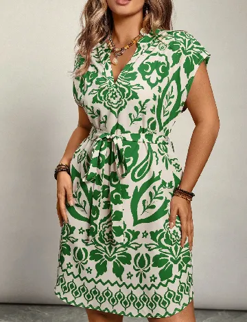 Rochie scurta SHEIN CURVE, alb/verde