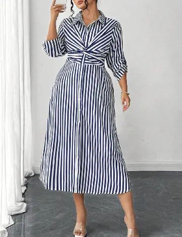 Rochie medie SHEIN CURVE, alb/albastru
